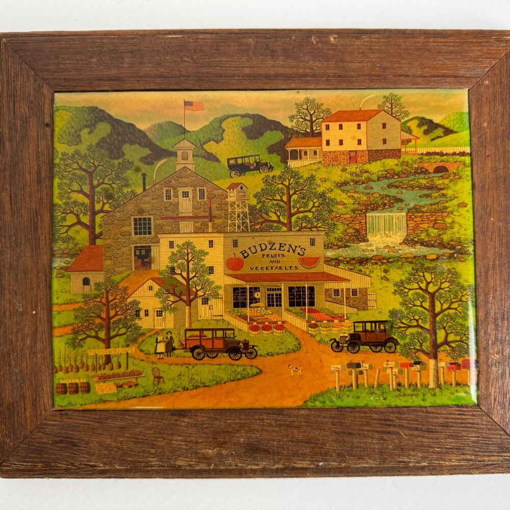 Vintage Charles Wysocki  Picture Print On Wooden